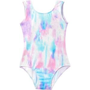 Gymnastics Dance Leotard Medium Child 7-8 Pastel Rainbow Glitter tie dye gymwear